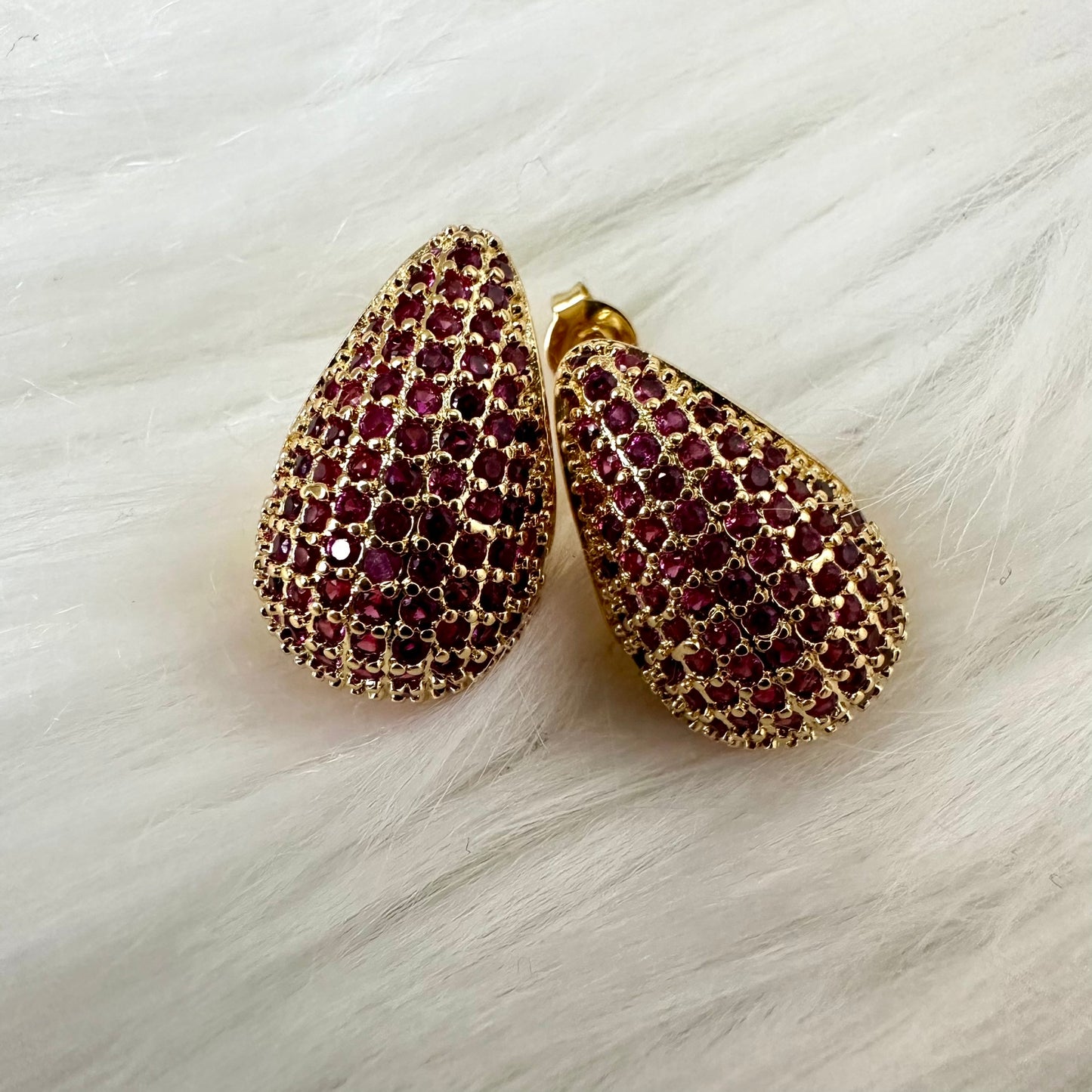 Deep Pink Cubic Zirconia Bold Drop Earrings