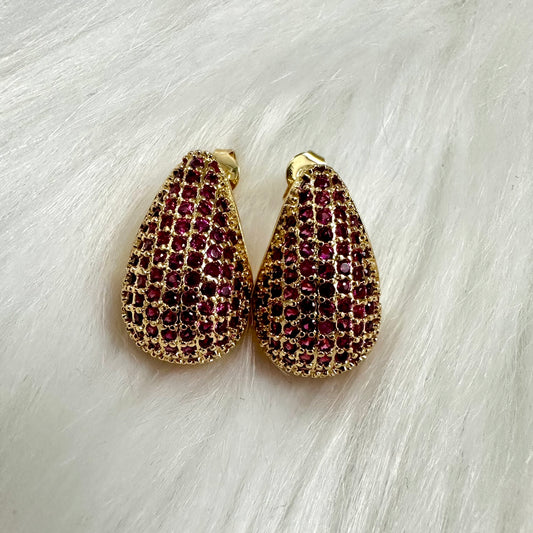 Deep Pink Cubic Zirconia Bold Drop Earrings
