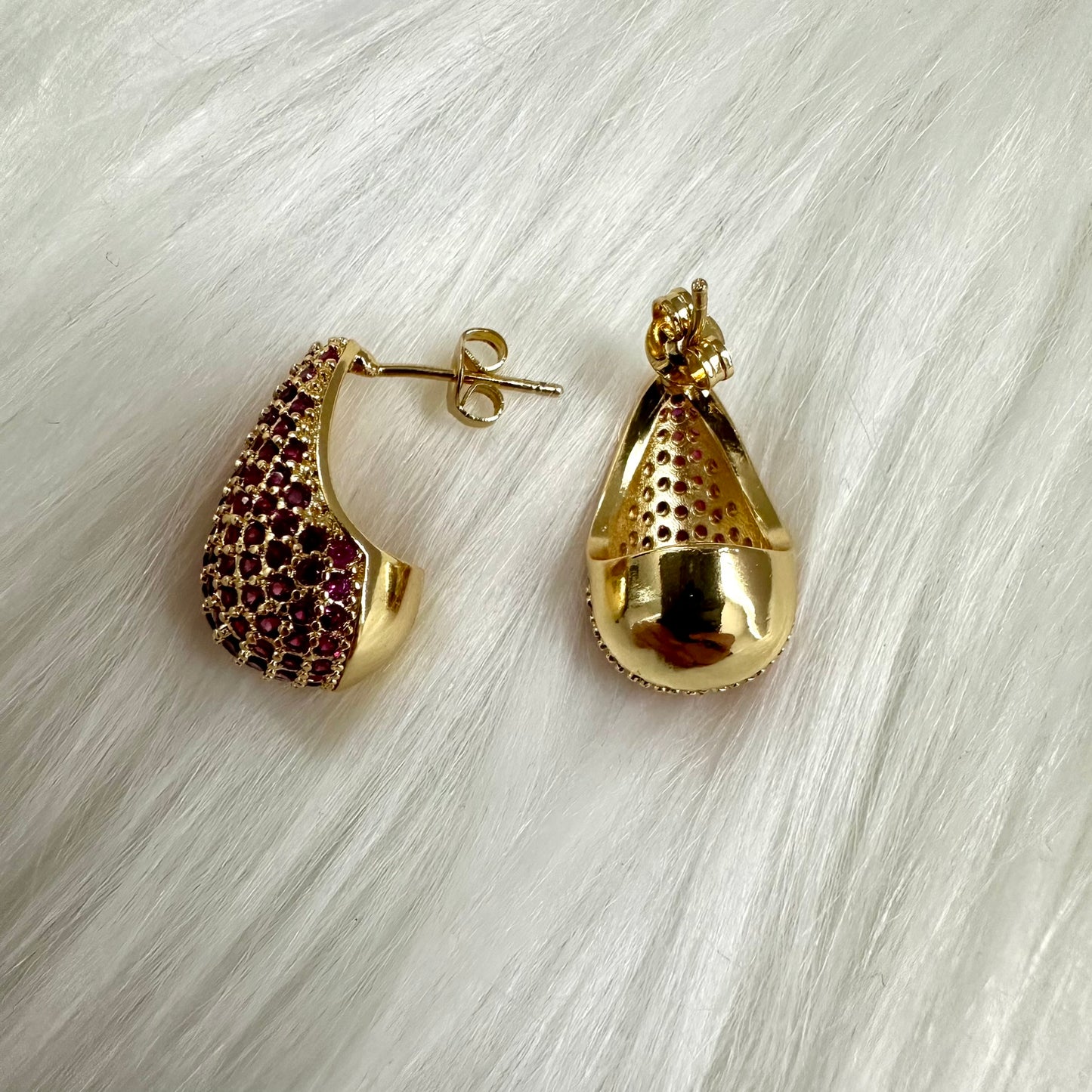 Deep Pink Cubic Zirconia Bold Drop Earrings