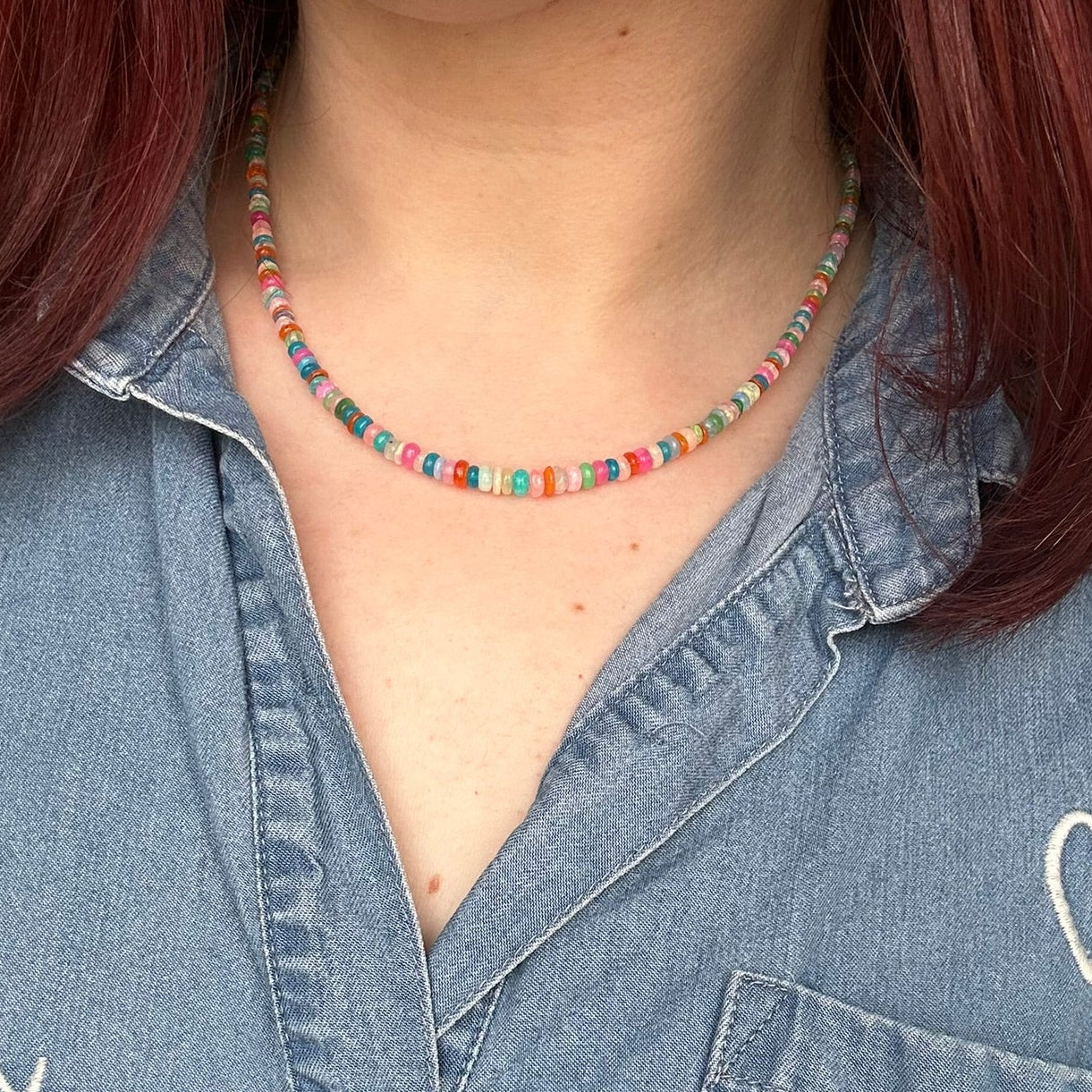 Rainbow Ethiopian Opal Necklace