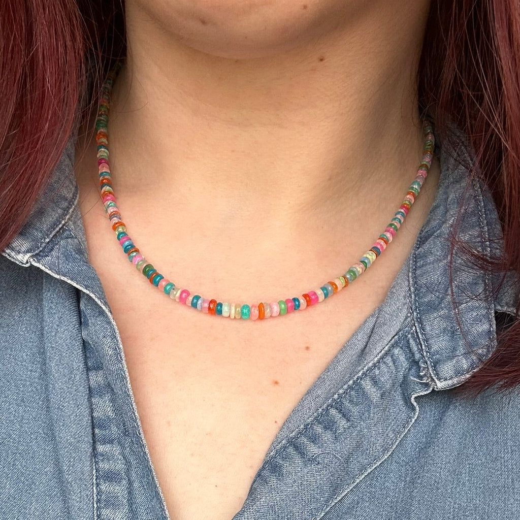 Rainbow Ethiopian Opal Necklace