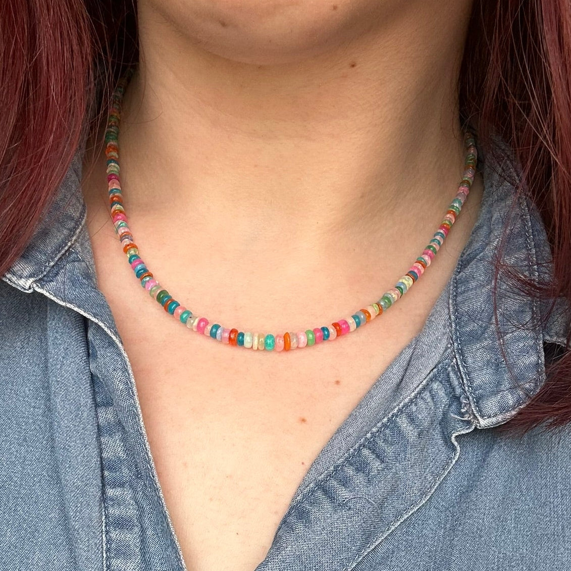 Rainbow Ethiopian Opal Necklace