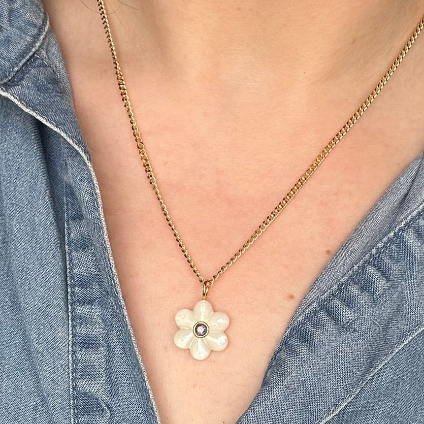 Mother of Pearl Flower Charm