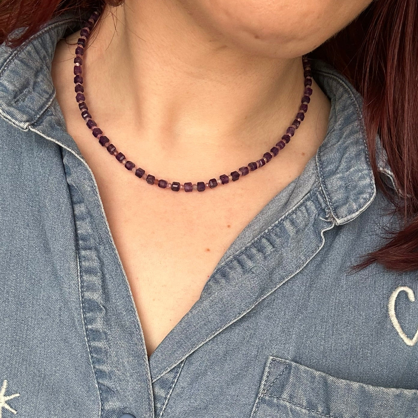 Amethyst & Pink Tourmaline Necklace