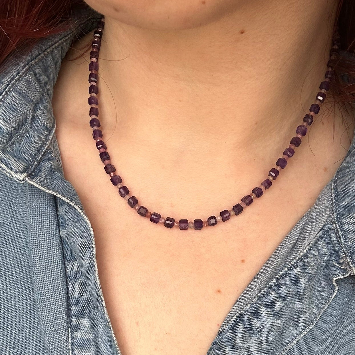 Amethyst & Pink Tourmaline Necklace