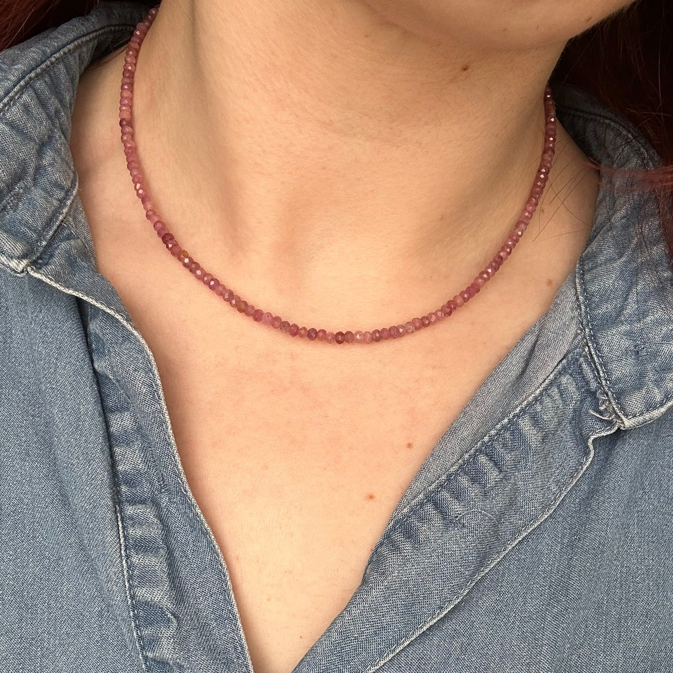 Dainty Pink Tourmaline Necklace