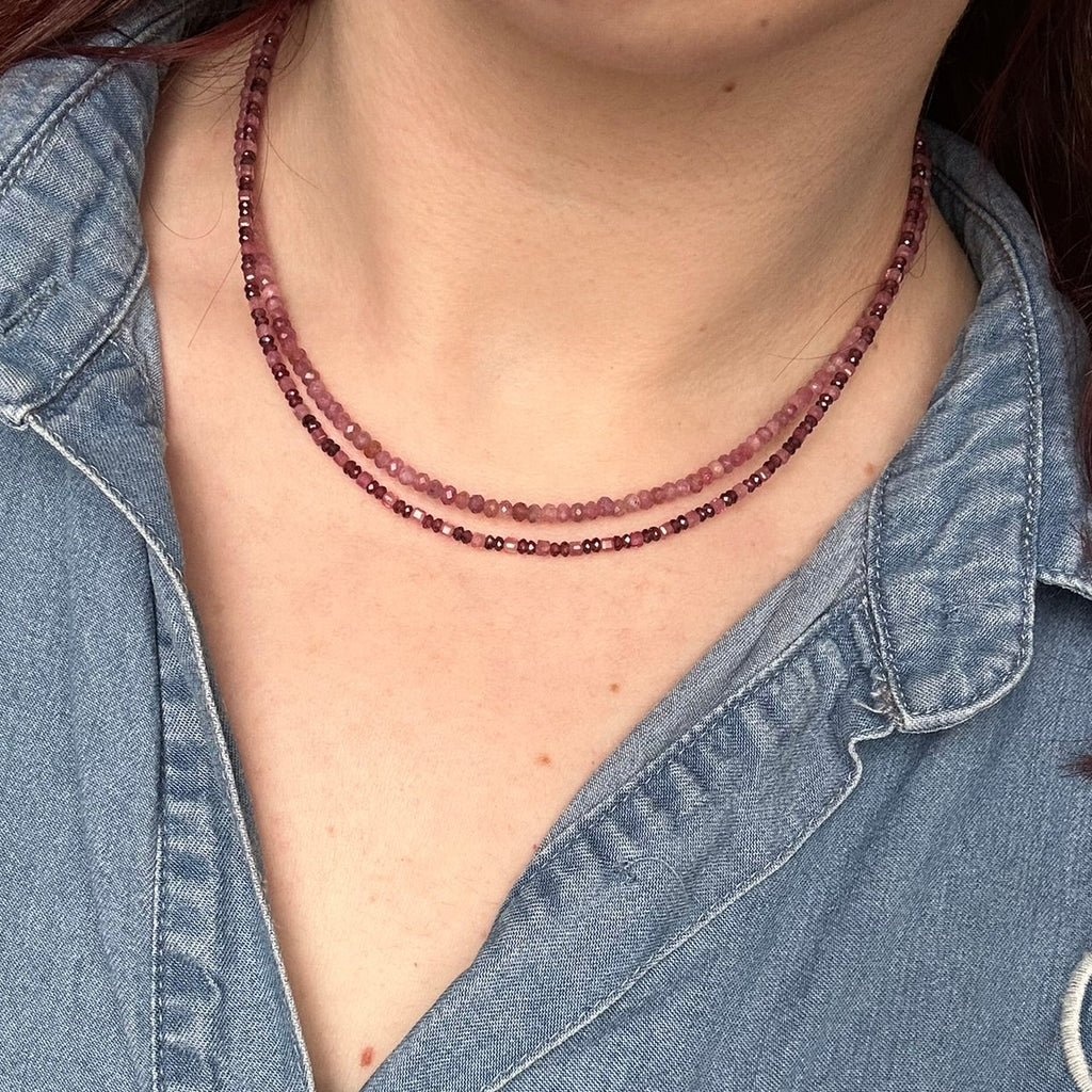 Dainty Garnet & Pink Tourmaline Necklace