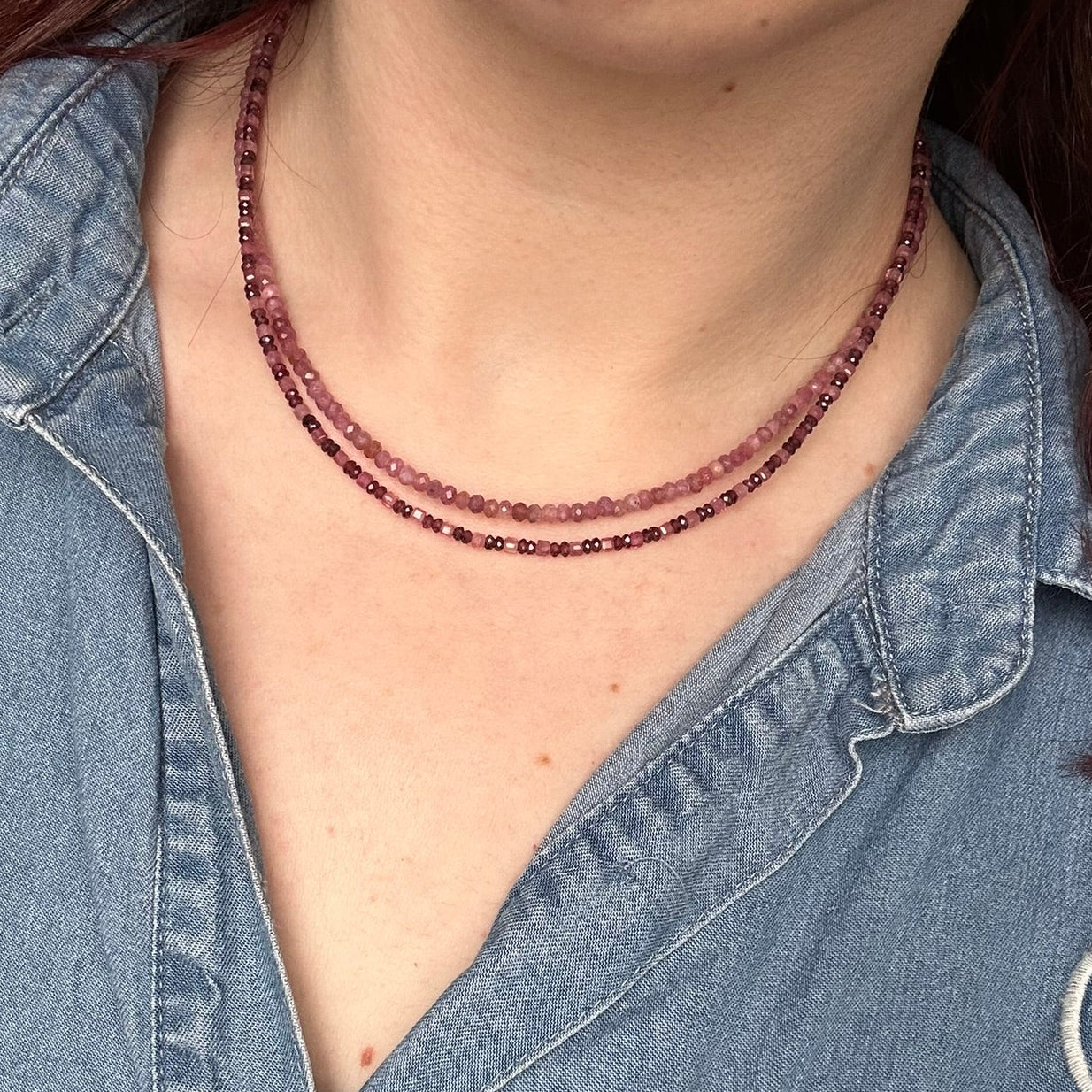 Dainty Garnet & Pink Tourmaline Necklace