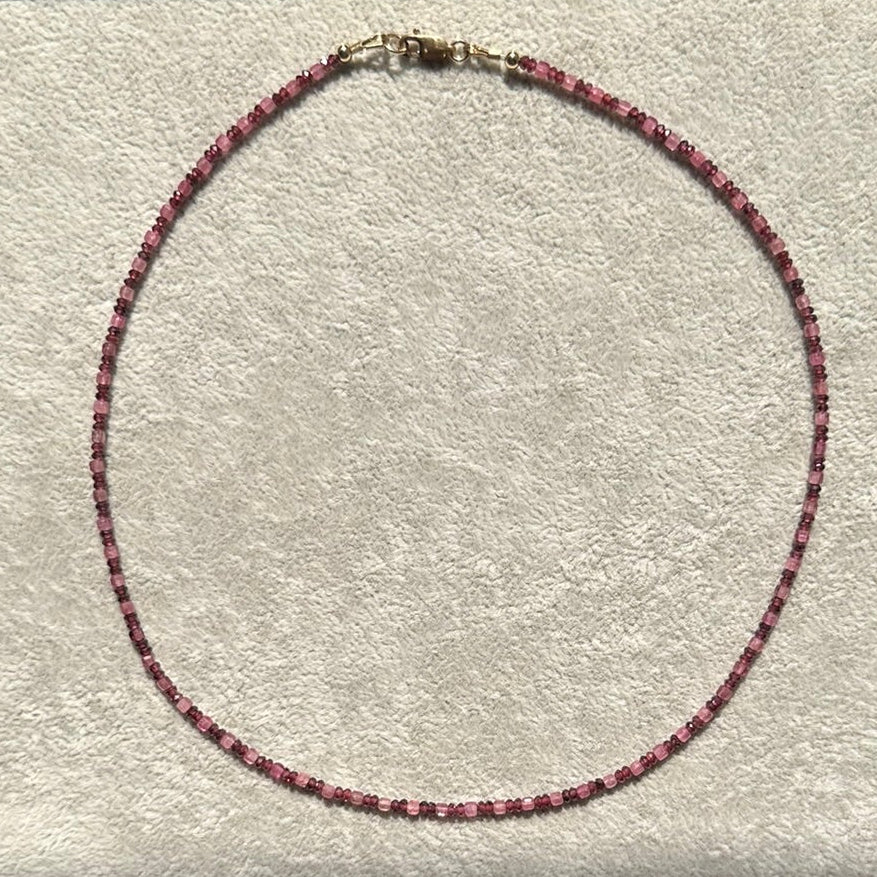 Dainty Garnet & Pink Tourmaline Necklace
