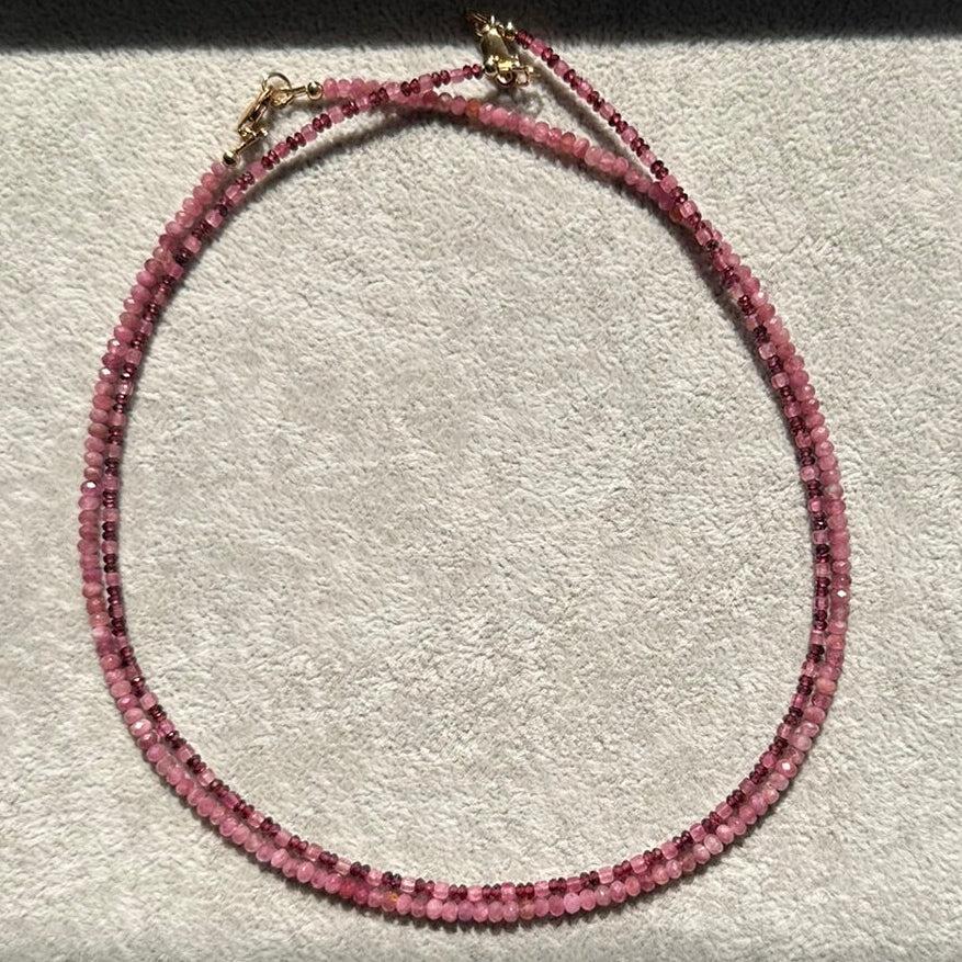 Dainty Garnet & Pink Tourmaline Necklace
