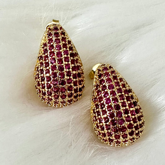 Deep Pink Cubic Zirconia Bold Drop Earrings