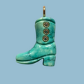 Hand carved African turquoise boot charm with faceted zirconia buttons - Saint Violet Co