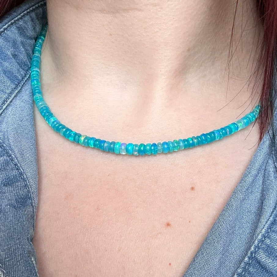 Blue Ethiopian Opal Necklace
