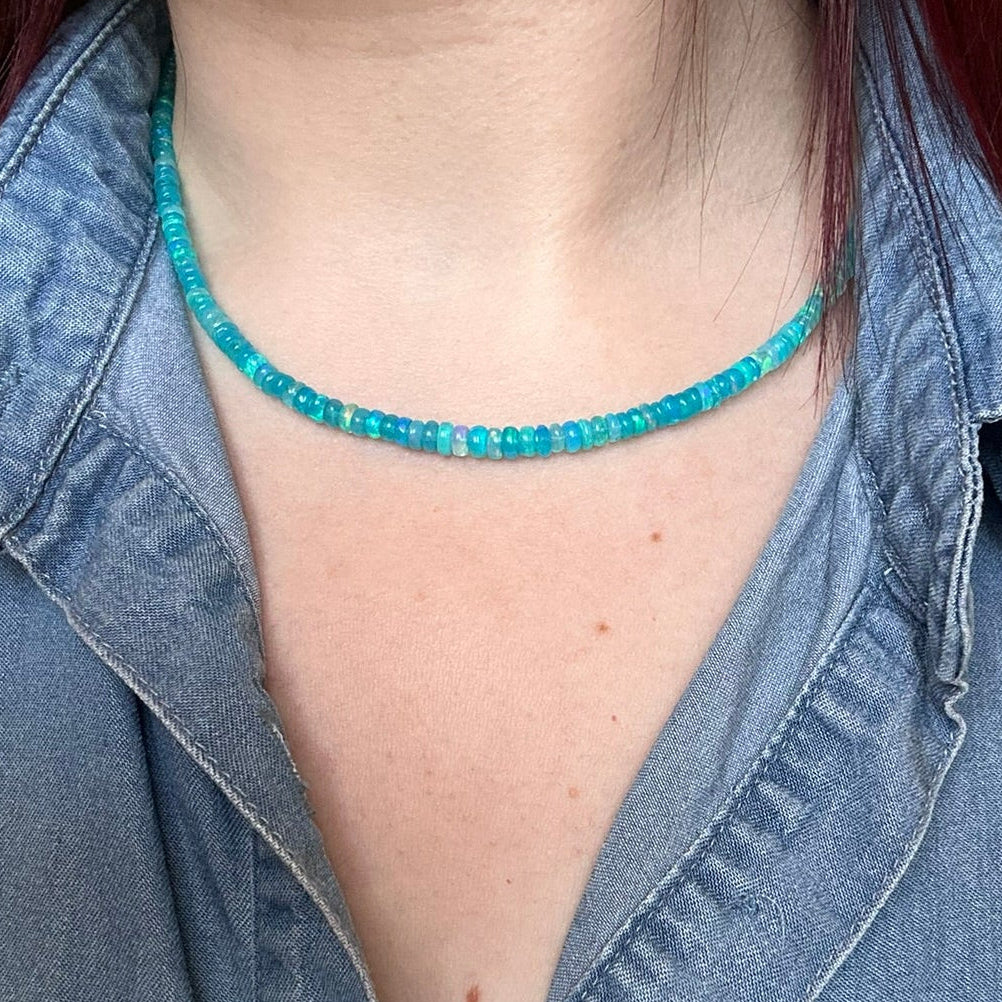 Blue Ethiopian Opal Necklace