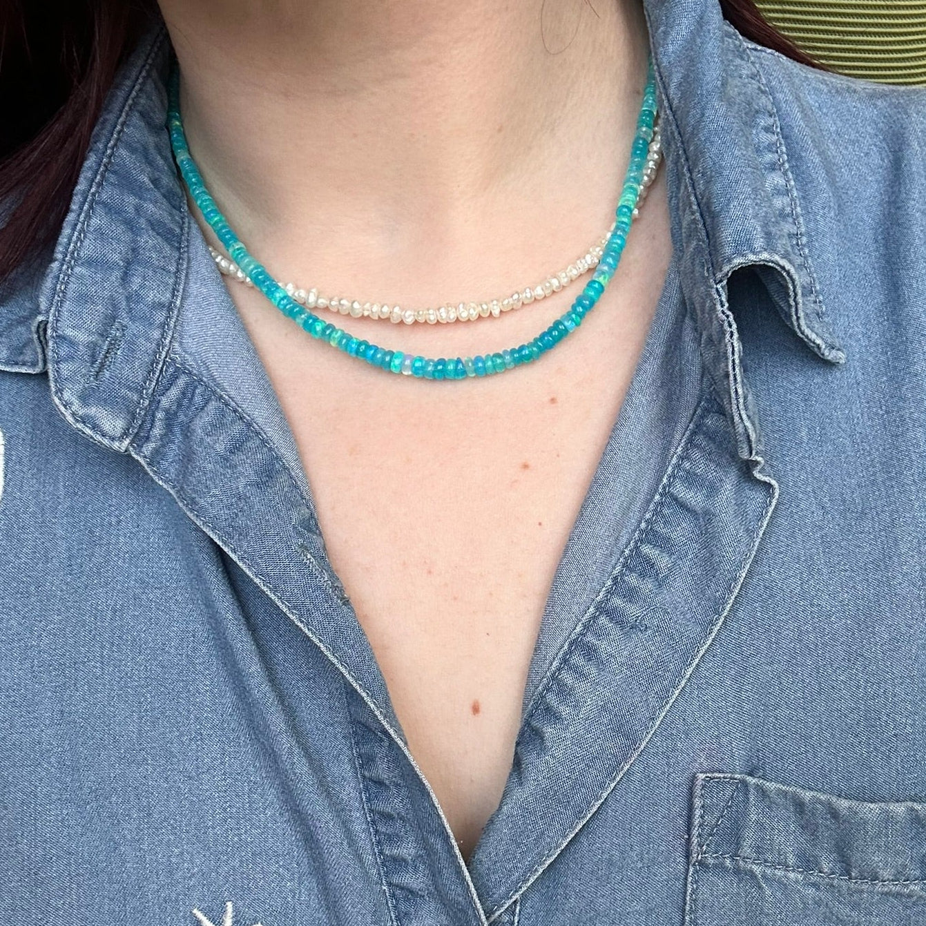Blue Ethiopian Opal Necklace