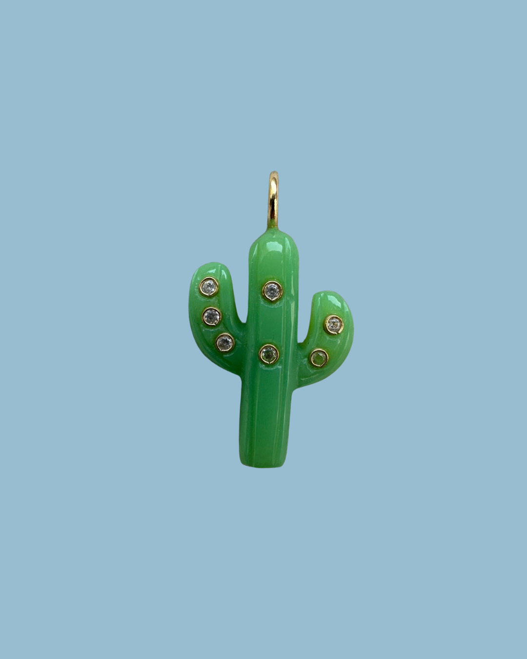 Green Jade Cactus Charm