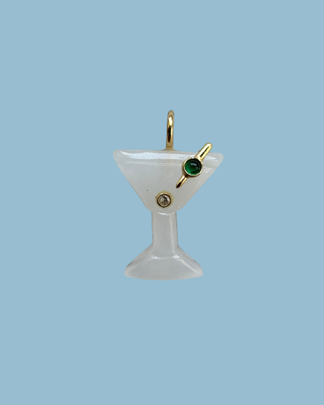 White Jade Martini Glass Charm